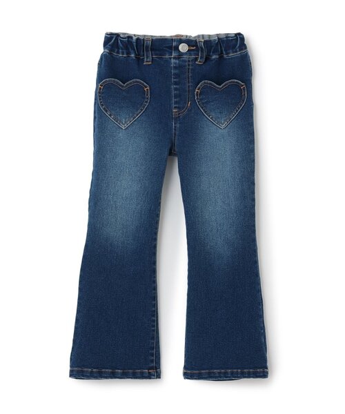 Lycee mine（リセマイン）の「【きれいシルエット】しっかりストレッチハートポケットフレアデニムパンツ【子供服】【キッズ】【女の子】（デニムパンツ・キッズ・ブルー/サックスブルー・120cm/100cm/140cm/110cm/130cm/150cm）」の3枚目の写真