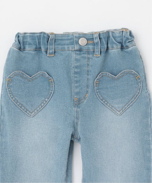 Lycee mine（リセマイン）の「【きれいシルエット】しっかりストレッチハートポケットフレアデニムパンツ【子供服】【キッズ】【女の子】（デニムパンツ・キッズ・ブルー/サックスブルー・120cm/100cm/140cm/110cm/130cm/150cm）」の6枚目の写真