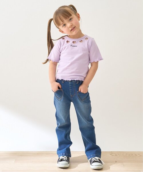 Lycee mine（リセマイン）の「【きれいシルエット】しっかりストレッチハートポケットフレアデニムパンツ【子供服】【キッズ】【女の子】（デニムパンツ・キッズ・ブルー/サックスブルー・120cm/100cm/140cm/110cm/130cm/150cm）」の15枚目の写真