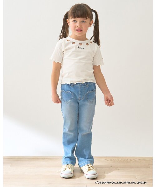 Lycee mine（リセマイン）の「【きれいシルエット】しっかりストレッチハートポケットフレアデニムパンツ【子供服】【キッズ】【女の子】（デニムパンツ・キッズ・ブルー/サックスブルー・120cm/100cm/140cm/110cm/130cm/150cm）」の7枚目の写真