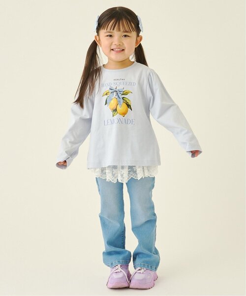 Lycee mine（リセマイン）の「【きれいシルエット】しっかりストレッチハートポケットフレアデニムパンツ【子供服】【キッズ】【女の子】（デニムパンツ・キッズ・ブルー/サックスブルー・120cm/100cm/140cm/110cm/130cm/150cm）」の5枚目の写真