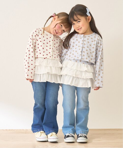 Lycee mine（リセマイン）の「【きれいシルエット】しっかりストレッチハートポケットフレアデニムパンツ【子供服】【キッズ】【女の子】（デニムパンツ・キッズ・ブルー/サックスブルー・120cm/100cm/140cm/110cm/130cm/150cm）」の4枚目の写真