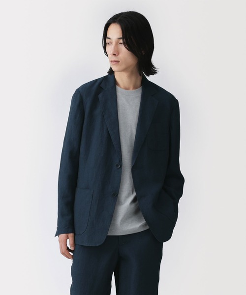 無印良品（ムジルシリョウヒン）の「紳士 リネン洗いざらしジャケット（その他アウター・メンズ・キナリ/ネイビー/ブラック・S/M/L/XL）」の3枚目の写真