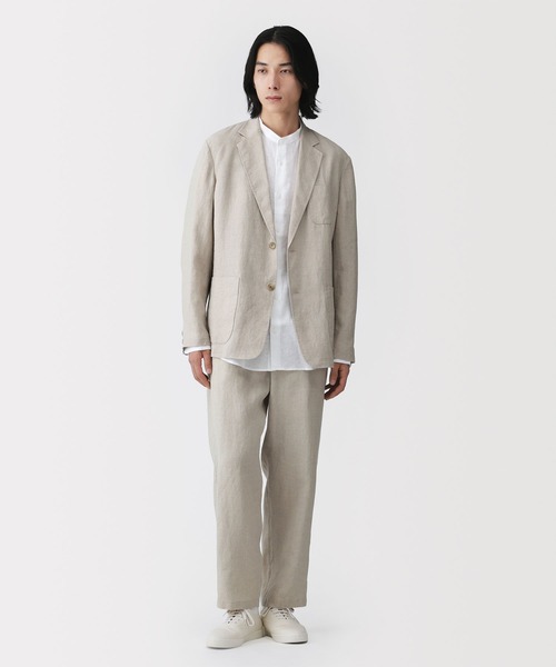 無印良品（ムジルシリョウヒン）の「紳士 リネン洗いざらしジャケット（その他アウター・メンズ・キナリ/ネイビー/ブラック・S/M/L/XL）」の4枚目の写真