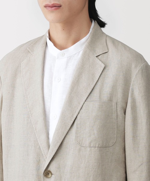 無印良品（ムジルシリョウヒン）の「紳士 リネン洗いざらしジャケット（その他アウター・メンズ・キナリ/ネイビー/ブラック・S/M/L/XL）」の7枚目の写真