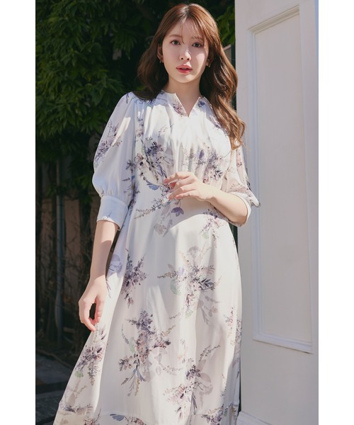 French Bouquet Puff Sleeve Dress（ワンピース）｜Her lip to（ハー