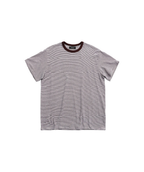 999HUMANITY(999ヒューマニティ)の「ストライプハーフTシャツ(アイボリーインディゴ)(Tシャツ/カットソー・レディース・その他・0(XS)/1(S)/2(M)/3(L))」の1枚目の写真