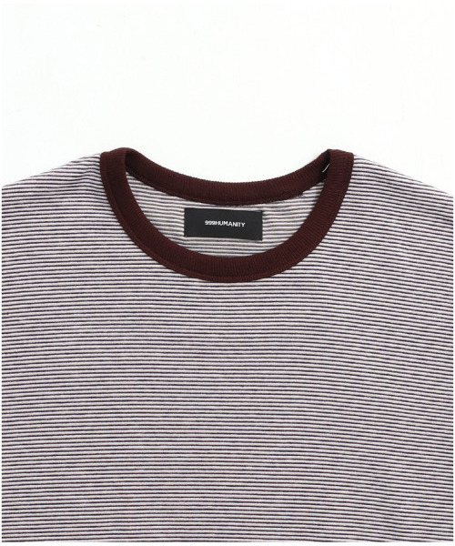 999HUMANITY(999ヒューマニティ)の「ストライプハーフTシャツ(アイボリーインディゴ)(Tシャツ/カットソー・レディース・その他・0(XS)/1(S)/2(M)/3(L))」の3枚目の写真