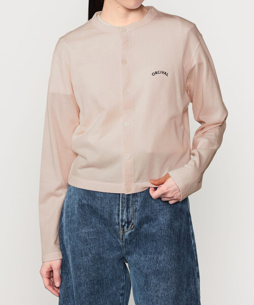 ORCIVAL（オーシバル）の「ORCIVAL | コットンナイロン シースルー 長袖クルーネックカーディガン WOMEN（カーディガン/ボレロ・レディース・グレー/ブラック/ピンク系その他・1）」の12枚目の写真