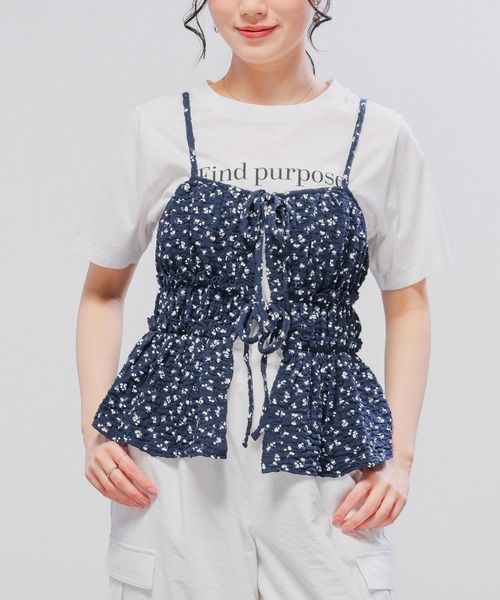 Honeys（ハニーズ）の「リボン付キャミソール（キャミソール・レディース・サックスブルー系/ネイビー系/ホワイト系・L/M/S）」の2枚目の写真