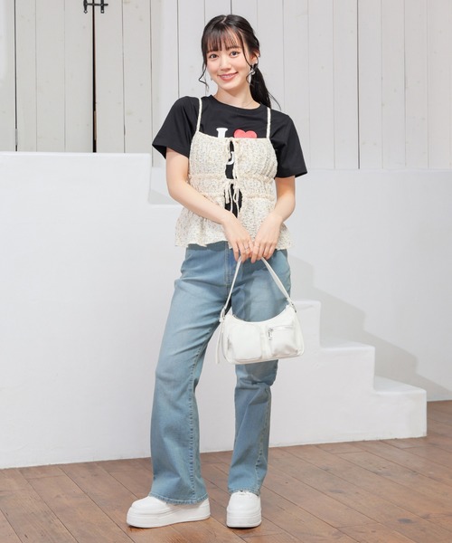 Honeys（ハニーズ）の「リボン付キャミソール（キャミソール・レディース・サックスブルー系/ネイビー系/ホワイト系・L/M/S）」の4枚目の写真