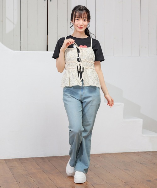 Honeys（ハニーズ）の「リボン付キャミソール（キャミソール・レディース・サックスブルー系/ネイビー系/ホワイト系・L/M/S）」の5枚目の写真