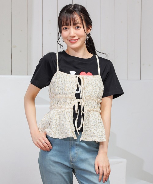 Honeys（ハニーズ）の「リボン付キャミソール（キャミソール・レディース・サックスブルー系/ネイビー系/ホワイト系・L/M/S）」の7枚目の写真