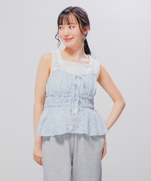 Honeys（ハニーズ）の「リボン付キャミソール（キャミソール・レディース・サックスブルー系/ネイビー系/ホワイト系・L/M/S）」の12枚目の写真