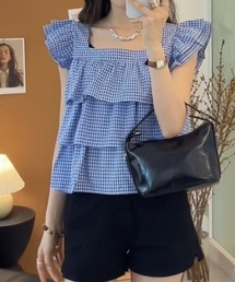 SHEPP（シープ）の「ティアードフリル スクエアネックノースリーブブラウス（シャツ/ブラウス）」