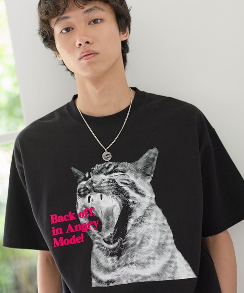 PBLIM(ページボーイリム)の「《UNISEX》シャウトキャットT 猫 / フロントプリント(Tシャツ/カットソー・レディース・オフホワイト/グレー/ブラック/ピンク・FREE)」の1枚目の写真