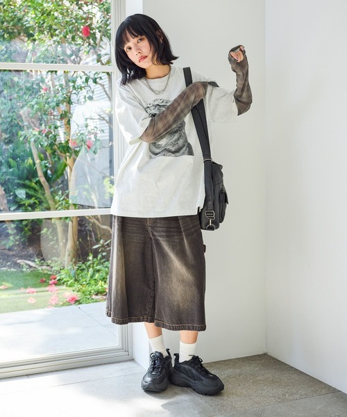 PBLIM（ページボーイリム）の「《UNISEX》シャウトキャットT　猫 / フロントプリント（Tシャツ/カットソー・レディース・オフホワイト/グレー・FREE）」の13枚目の写真