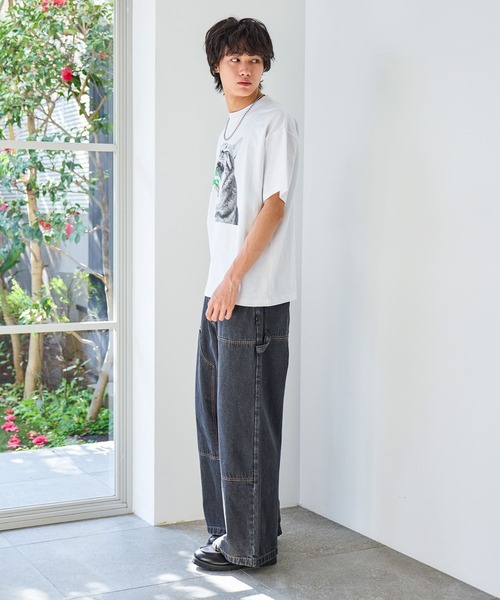 PBLIM（ページボーイリム）の「《UNISEX》シャウトキャットT　猫 / フロントプリント（Tシャツ/カットソー・レディース・オフホワイト/グレー・FREE）」の6枚目の写真