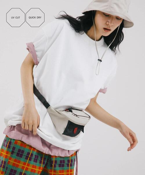 EKAL(エカル)の「DRY OUT LOOSE FIT T-SHIRTS(Tシャツ/カットソー・レディース・ホワイト/ピンク/ブラック・ONE)」の2枚目の写真