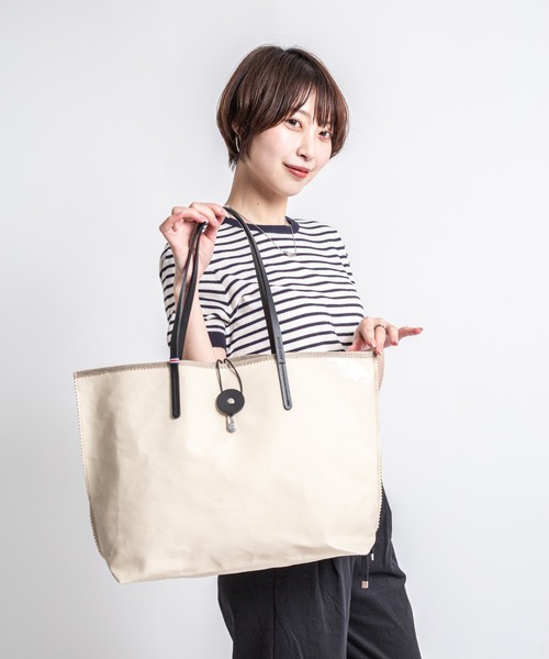 Jack Gomme(ジャックゴム)の「【JACK GOMME/ジャックゴム】リネンコーティング ビッグサイズ トートバッグ BAHIA(トートバッグ・レディース・クリーム/シルバー/ライラック・FREE)」の13枚目の写真