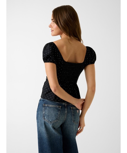 GUESS JEANS（ゲスジーンズ）の「GUESS JEANS Pleated Button Up Blouse ブラウス（シャツ/ブラウス・レディース・ブラック系その他・MEDIUM/SMALL/X-SMALL）」の2枚目の写真