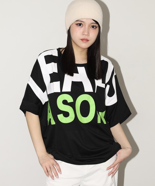 FUNALIVE(ファンアライブ)の「BIGロゴドルマンTチュニック 半端袖(Tシャツ/カットソー・レディース・カーキ/ホワイト/ブラック・L)」の2枚目の写真