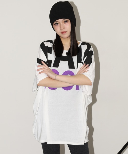 FUNALIVE(ファンアライブ)の「BIGロゴドルマンTチュニック 半端袖(Tシャツ/カットソー・レディース・カーキ/ホワイト/ブラック・L)」の5枚目の写真