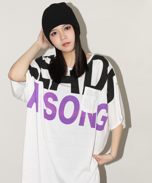 FUNALIVE(ファンアライブ)の「BIGロゴドルマンTチュニック 半端袖(Tシャツ/カットソー・レディース・カーキ/ホワイト/ブラック・L)」の6枚目の写真