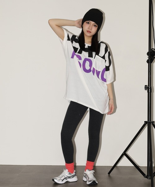 FUNALIVE(ファンアライブ)の「BIGロゴドルマンTチュニック 半端袖(Tシャツ/カットソー・レディース・カーキ/ホワイト/ブラック・L)」の18枚目の写真