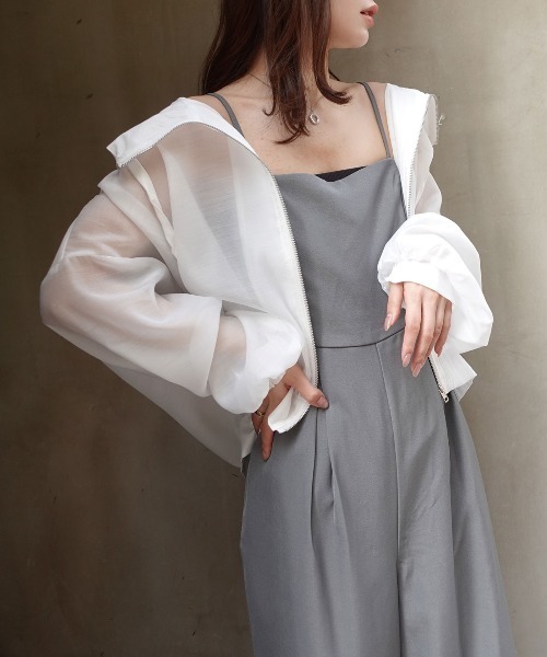 CORNERS（コーナーズ）の「シアーボリュームスリーブマウンテンパーカー（ブルゾン・レディース・グレイッシュベージュ/ブラック/アイボリー・M）」の2枚目の写真