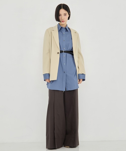 JOHN LAWRENCE SULLIVAN（ジョンローレンスサリバン）の「【JOHN LAWRENCE SULLIVAN/ジョンローレンスサリバン】COTTON SATIN OVERSIZED SHIRT/コットンサテンオーバーサイズシャツ（シャツ/ブラウス・レディース・ホワイト/サックスブルー・S）」の11枚目の写真