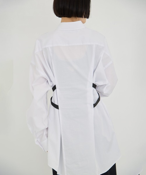 JOHN LAWRENCE SULLIVAN（ジョンローレンスサリバン）の「【JOHN LAWRENCE SULLIVAN/ジョンローレンスサリバン】COTTON SATIN OVERSIZED SHIRT/コットンサテンオーバーサイズシャツ（シャツ/ブラウス・レディース・ホワイト/サックスブルー・S）」の9枚目の写真