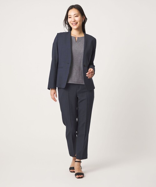 A DAY IN THE LIFE UNITED ARROWS(アデイインザライフユナイテッドアローズ)の「リネンライクドビー Vネックジャケット ‐セットアップ対応・マシンウォッシャブル‐<A DAY IN THE LIFE>(テーラードジャケット・レディース・ベージュ/ネイビー/モカ/グレー系・38/36/40)」の12枚目の写真