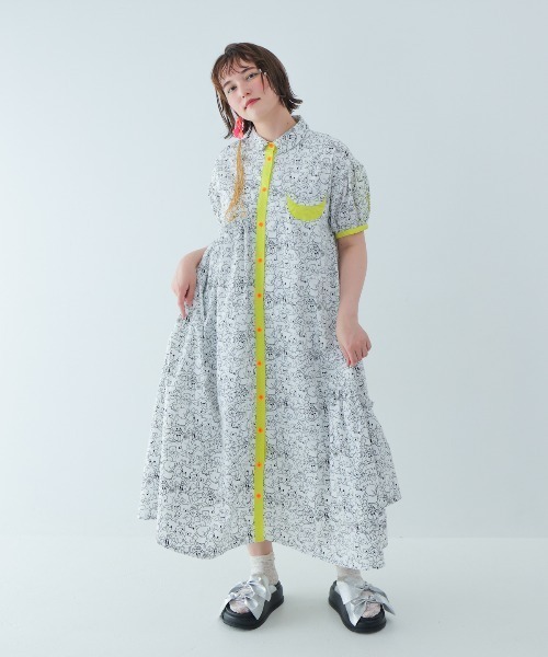 unica(ユニカ)の「manyBearカラフルシャツワンピース laides(ワンピース・レディース・オフホワイト/ブラック・F)」の1枚目の写真