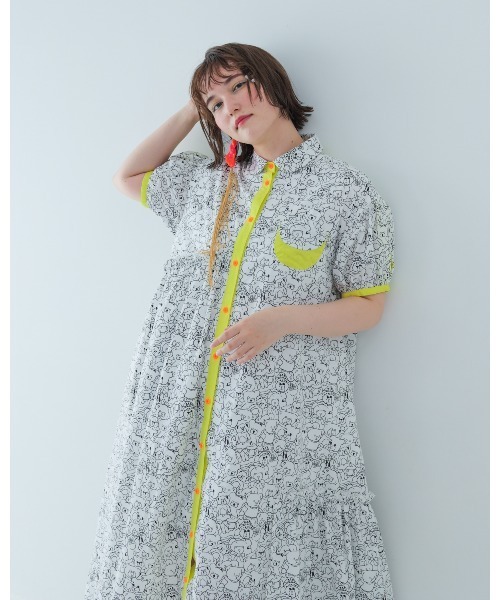 unica(ユニカ)の「manyBearカラフルシャツワンピース laides(ワンピース・レディース・オフホワイト/ブラック・F)」の11枚目の写真