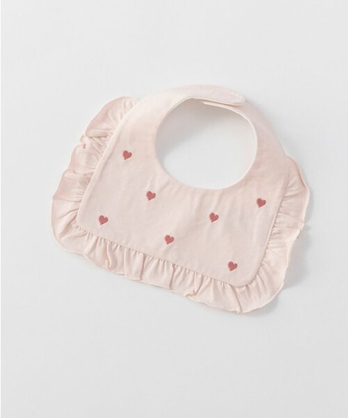 BRANSHES(ブランシェス)の「スクエアフリルスタイ(スタイ/よだれかけ・キッズ・アイボリー/ピンク・FREE)」の1枚目の写真