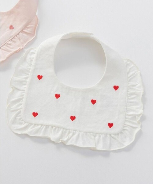 BRANSHES(ブランシェス)の「スクエアフリルスタイ(スタイ/よだれかけ・キッズ・アイボリー/ピンク・FREE)」の7枚目の写真