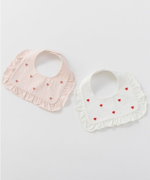 BRANSHES(ブランシェス)の「スクエアフリルスタイ(スタイ/よだれかけ・キッズ・アイボリー/ピンク・FREE)」の5枚目の写真