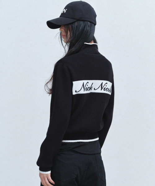 NICK&NICOLE(ニックアンドニコール)の「JAQUARD ZIP UP KNIT CARDIGAN_BLACK(カーディガン/ボレロ・レディース・その他・FREE)」の2枚目の写真