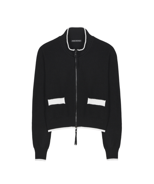 NICK&NICOLE(ニックアンドニコール)の「JAQUARD ZIP UP KNIT CARDIGAN_BLACK(カーディガン/ボレロ・レディース・その他・FREE)」の4枚目の写真