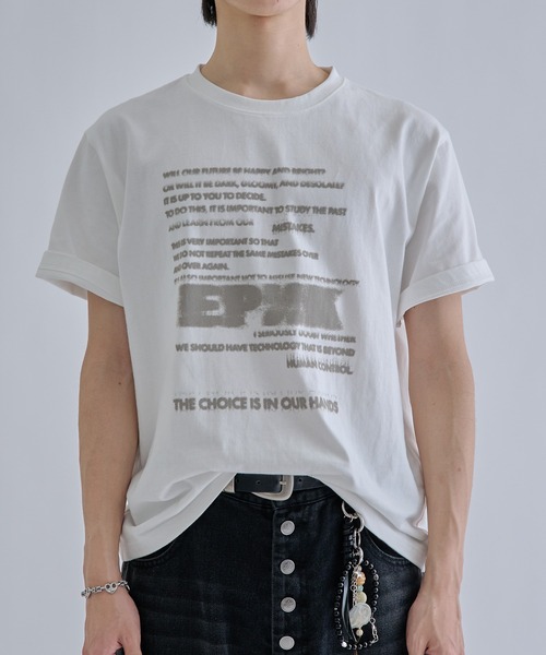 EPNK（イーピーエヌケー）の「Fade graphic tee / フェードグラフィックTee（Tシャツ/カットソー・メンズ・オフホワイト/ブラック・SMALL/MEDIUM/LARGE）」の3枚目の写真