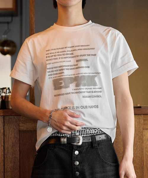 EPNK（イーピーエヌケー）の「Fade graphic tee / フェードグラフィックTee（Tシャツ/カットソー・メンズ・オフホワイト/ブラック・SMALL/MEDIUM/LARGE）」の22枚目の写真