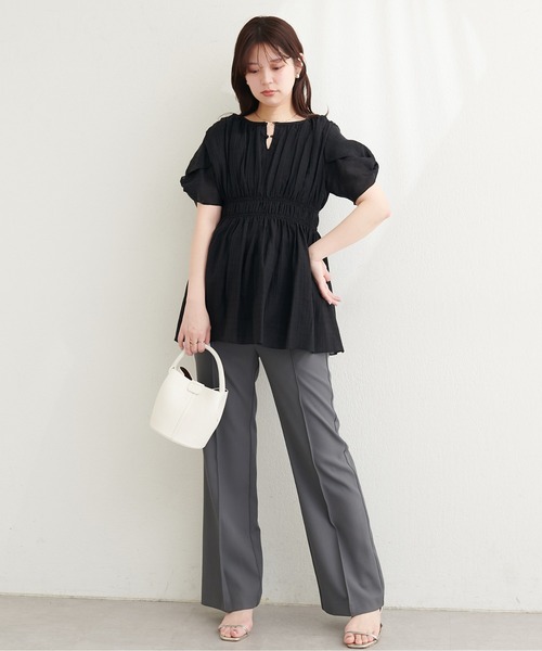 natural couture(ナチュラルクチュール)の「〈osono〉ねじり袖ペプラムチュニック(シャツ/ブラウス・レディース・その他2/その他1/ミント/ブラック/ピンク/オフホワイト/その他4/その他3・FREE)」の20枚目の写真