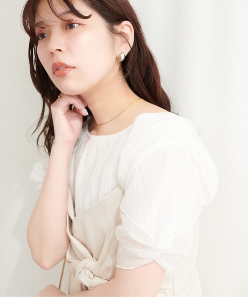 natural couture(ナチュラルクチュール)の「〈osono〉ねじり袖ペプラムチュニック(シャツ/ブラウス・レディース・その他2/その他1/ミント/ブラック/ピンク/オフホワイト/その他4/その他3・FREE)」の10枚目の写真
