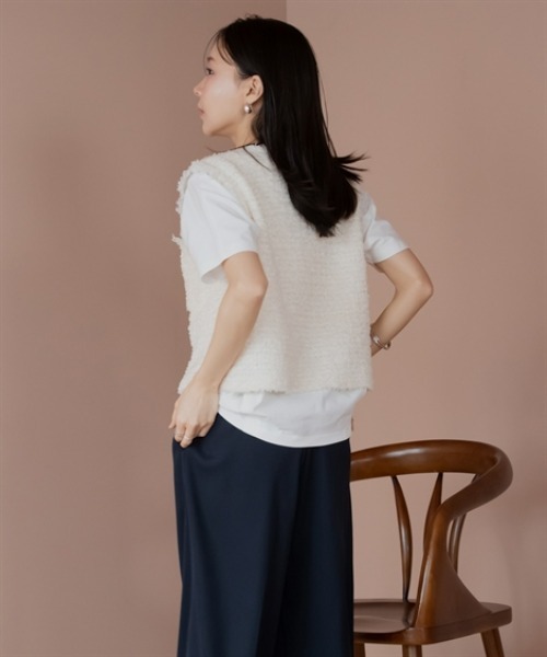 Petitjo(プッチージョ)の「小さいサイズ ツイードベスト 低身長さん・小柄女性(ベスト・レディース・アイボリー/グレー・PS/PM)」の17枚目の写真