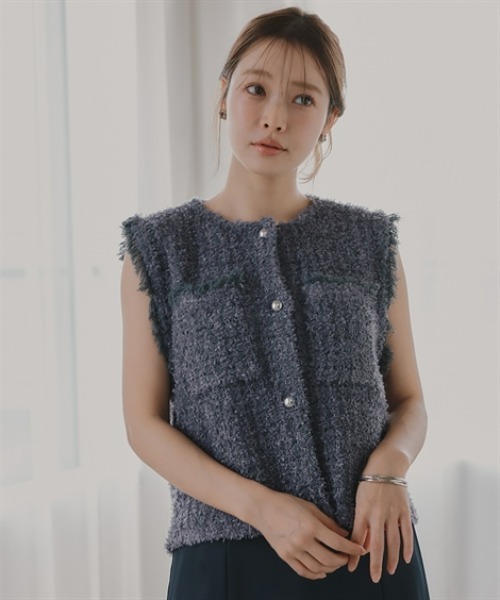Petitjo(プッチージョ)の「小さいサイズ ツイードベスト 低身長さん・小柄女性(ベスト・レディース・アイボリー/グレー・PS/PM)」の19枚目の写真