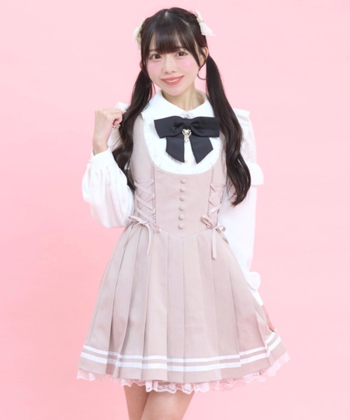 Secret Honey（シークレットハニー）の「プリーツジャンパードレス（スカート・レディース・ブラック/ピンク/グレー・MEDIUM）」の3枚目の写真