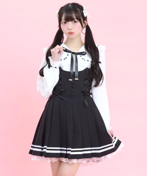 Secret Honey（シークレットハニー）の「プリーツジャンパードレス（スカート・レディース・ブラック/ピンク/グレー・MEDIUM）」の11枚目の写真