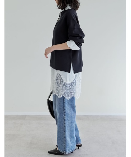 Re:EDIT（リエディ）の「[UVカット][接触冷感][シワになりにくい]マシュマロポンチスキッパートップス（Tシャツ/カットソー・レディース・ブラック/オフホワイト/杢グレー/レッド・MEDIUM/LARGE）」の7枚目の写真
