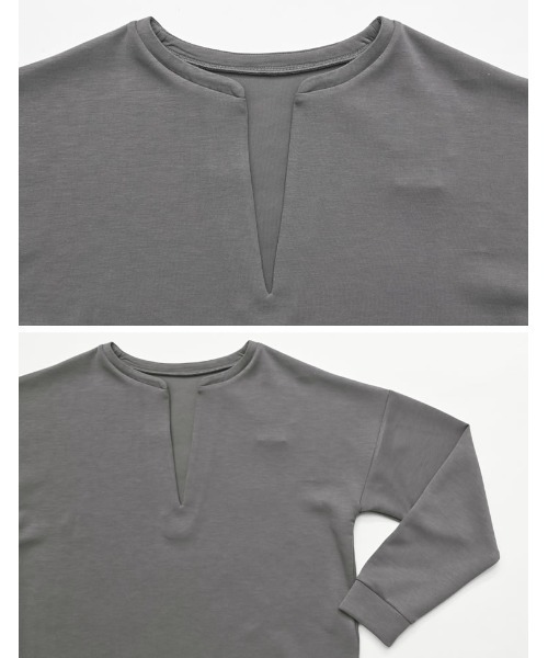 Re:EDIT（リエディ）の「[UVカット][接触冷感][シワになりにくい]マシュマロポンチスキッパートップス（Tシャツ/カットソー・レディース・ブラック/オフホワイト/杢グレー/レッド・MEDIUM/LARGE）」の19枚目の写真